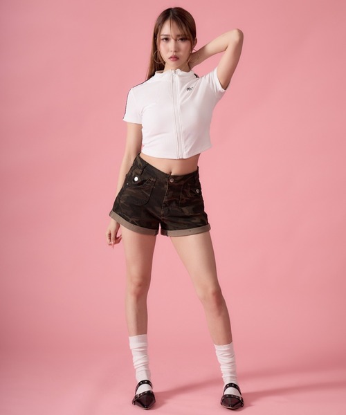 mindseeker girls(マインドシーカーガールズ)の「Iron Cross Camouflage Denim Shorts / アイアンクロス迷彩デニムショートパンツ(デニムパンツ・レディース・カーキ・S/M)」の16枚目の写真