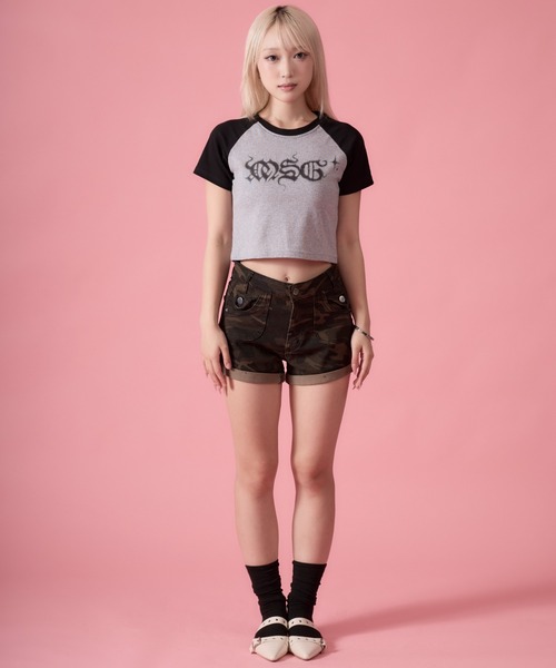 mindseeker girls(マインドシーカーガールズ)の「Iron Cross Camouflage Denim Shorts / アイアンクロス迷彩デニムショートパンツ(デニムパンツ・レディース・カーキ・S/M)」の8枚目の写真