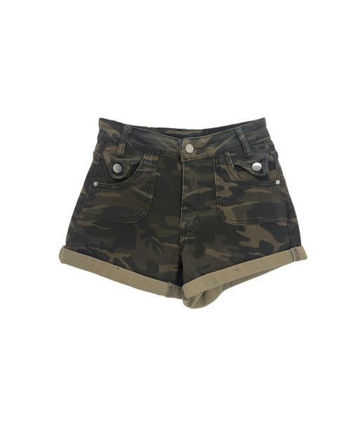 mindseeker girls(マインドシーカーガールズ)の「Iron Cross Camouflage Denim Shorts / アイアンクロス迷彩デニムショートパンツ(デニムパンツ・レディース・カーキ・S/M)」の18枚目の写真