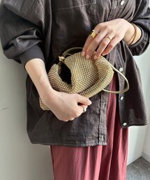 【WEB限定】 ワンハンドルメタリックビーズバッグ