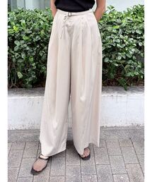 LAGUNAMOON | サテンベルトデザインワイドパンツ 【夏服】【オフィスカジュアル】(その他パンツ)