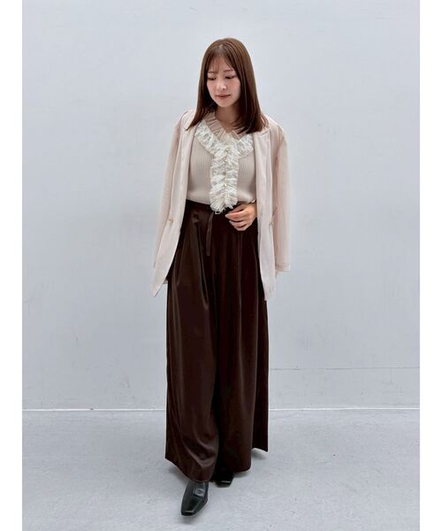 LAGUNAMOON(ラグナムーン)の「サテンベルトデザインワイドパンツ 【夏服】【オフィスカジュアル】(その他パンツ・レディース・アイボリー/ブラウン・MEDIUM/SMALL)」の10枚目の写真