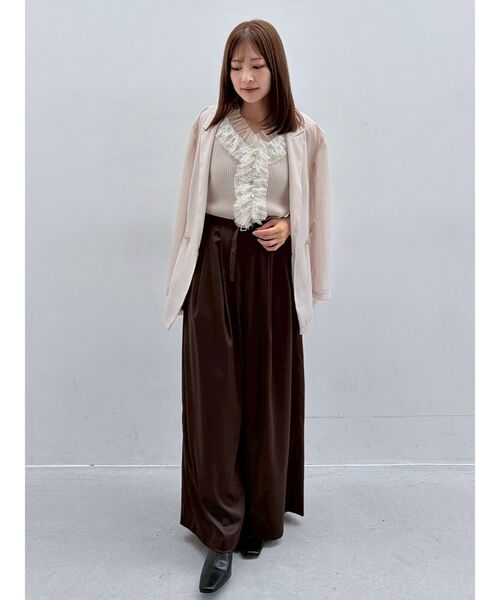LAGUNAMOON(ラグナムーン)の「サテンベルトデザインワイドパンツ 【夏服】【オフィスカジュアル】(その他パンツ・レディース・アイボリー/ブラウン・MEDIUM/SMALL)」の12枚目の写真