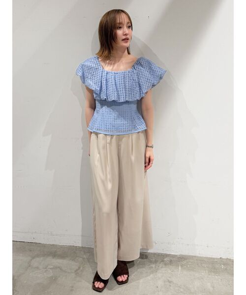 LAGUNAMOON(ラグナムーン)の「サテンベルトデザインワイドパンツ 【夏服】【オフィスカジュアル】(その他パンツ・レディース・アイボリー/ブラウン・MEDIUM/SMALL)」の16枚目の写真