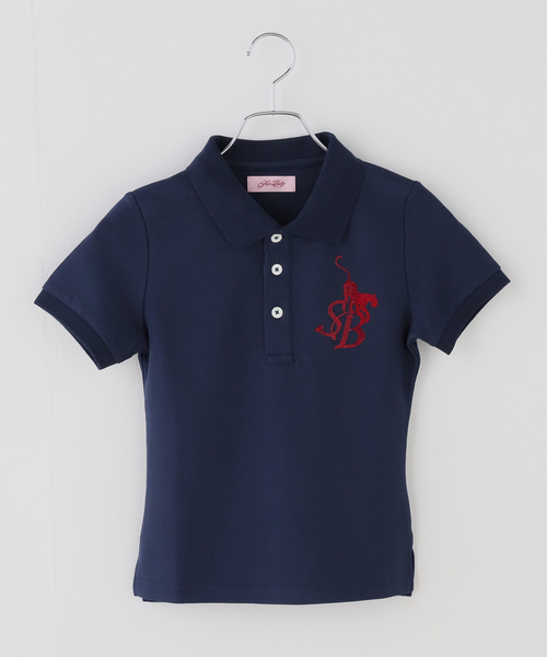 SupBaby by SUPPLIER(サプベイビーバイサプライヤー)の「SupBaby by SUPPLIER Rhinestone Leopard Logo Polo Shirt(ポロシャツ・レディース・ネイビー/レッド・SMALL)」の13枚目の写真