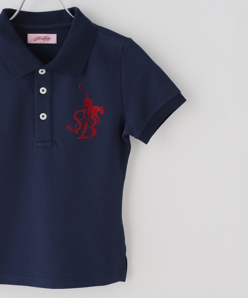 SupBaby by SUPPLIER(サプベイビーバイサプライヤー)の「SupBaby by SUPPLIER Rhinestone Leopard Logo Polo Shirt(ポロシャツ・レディース・ネイビー/レッド・SMALL)」の15枚目の写真