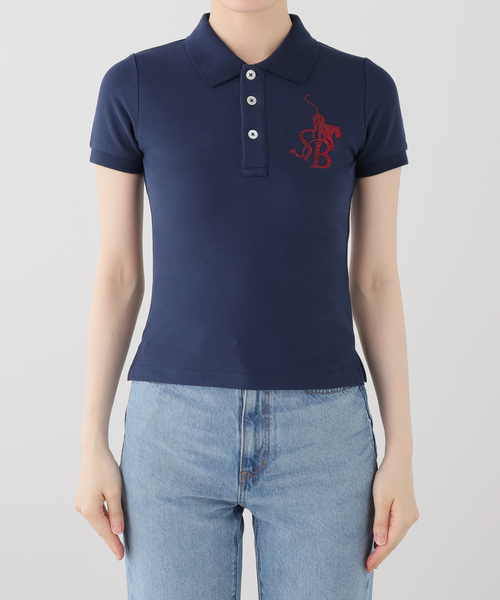 SupBaby by SUPPLIER(サプベイビーバイサプライヤー)の「SupBaby by SUPPLIER Rhinestone Leopard Logo Polo Shirt(ポロシャツ・レディース・ネイビー/レッド・SMALL)」の22枚目の写真