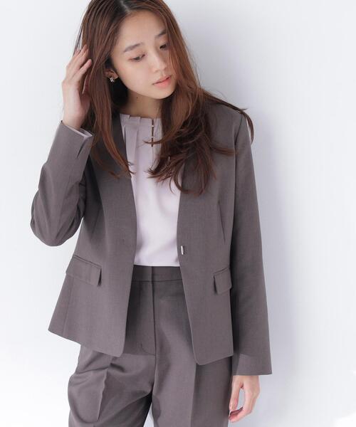 NATURAL BEAUTY BASIC(ナチュラルビューティーベーシック)の「【マシンウォッシャブル】パウダリ-ツイルセットアップ(ノーカラージャケット・レディース・ブラウン/チャコールグレー・LARGE/MEDIUM/SMALL)」の21枚目の写真