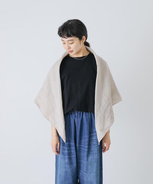 かぐれ(カグレ)の「ウォッシュリネンスクエアストール(ストール/ショール・レディース・ナチュラル/ネイビー/ピンク・FREE)」の11枚目の写真