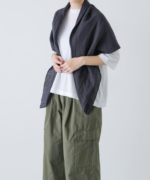 かぐれ(カグレ)の「ウォッシュリネンスクエアストール(ストール/ショール・レディース・ナチュラル/ネイビー/ピンク・FREE)」の20枚目の写真