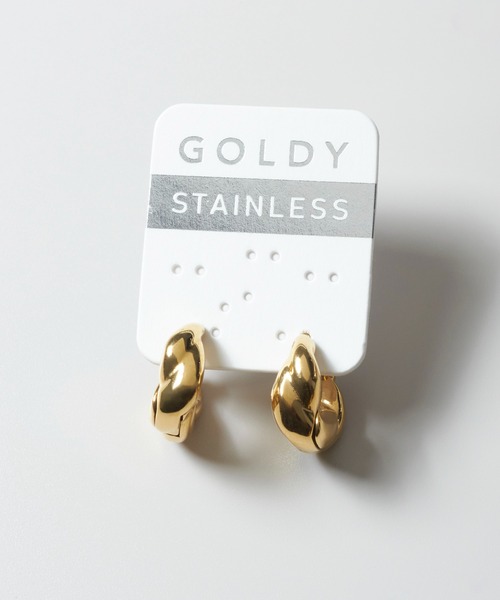 GOLDY(ゴールディ)の「【金属アレルギー軽減】プランプ ツイスト フープ ワンタッチ ステンレス ピアス(ピアス(両耳用)・レディース・ゴールド/シルバー・FREE)」の12枚目の写真