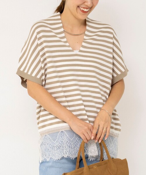 NOLLEY’S(ノーリーズ)の「《手洗い可能》裾レースニットプルオーバー(ニット/セーター・レディース・キナリ/ベージュ系その他3/ブラック・FREE)」の3枚目の写真