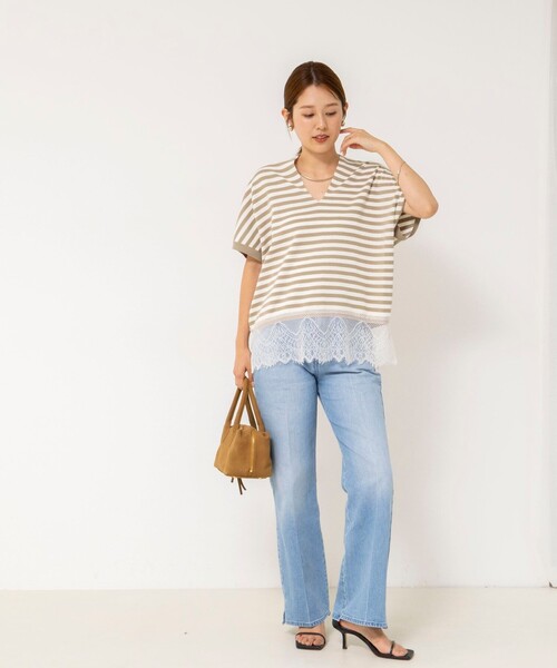 NOLLEY’S(ノーリーズ)の「《手洗い可能》裾レースニットプルオーバー(ニット/セーター・レディース・キナリ/ベージュ系その他3/ブラック・FREE)」の7枚目の写真