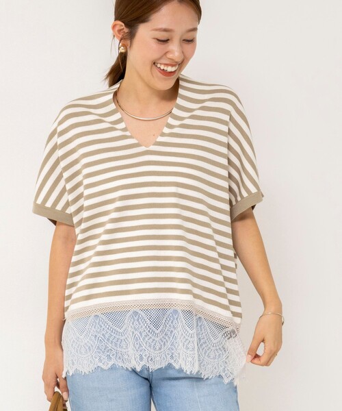 NOLLEY’S(ノーリーズ)の「《手洗い可能》裾レースニットプルオーバー(ニット/セーター・レディース・キナリ/ベージュ系その他3/ブラック・FREE)」の8枚目の写真