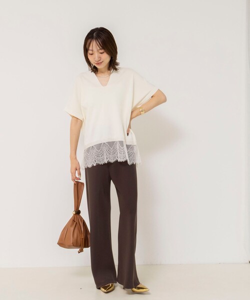 NOLLEY’S(ノーリーズ)の「《手洗い可能》裾レースニットプルオーバー(ニット/セーター・レディース・キナリ/ベージュ系その他3/ブラック・FREE)」の15枚目の写真