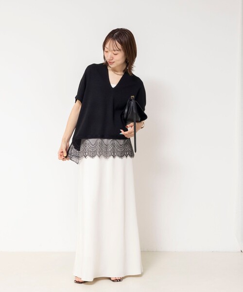 NOLLEY’S(ノーリーズ)の「《手洗い可能》裾レースニットプルオーバー(ニット/セーター・レディース・キナリ/ベージュ系その他3/ブラック・FREE)」の19枚目の写真
