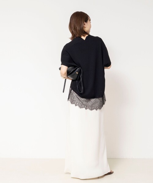 NOLLEY’S(ノーリーズ)の「《手洗い可能》裾レースニットプルオーバー(ニット/セーター・レディース・キナリ/ベージュ系その他3/ブラック・FREE)」の21枚目の写真