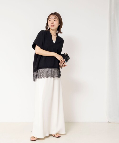 NOLLEY’S(ノーリーズ)の「《手洗い可能》裾レースニットプルオーバー(ニット/セーター・レディース・キナリ/ベージュ系その他3/ブラック・FREE)」の22枚目の写真