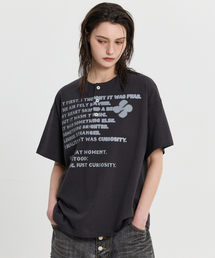 クローバータイポヘンリーネック半袖Tシャツチャコール