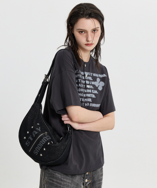 HOODHOOD(フッドフッド)の「クローバータイポヘンリーネック半袖Tシャツチャコール(Tシャツ/カットソー・レディース・その他・1/2)」の4枚目の写真