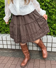 チェックフリルミドルスカート