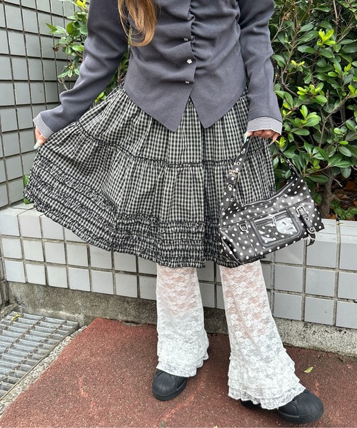 WC(ダブル シー)の「チェックフリルミドルスカート(スカート・レディース・ブラック/ブラウン・FREE)」の5枚目の写真