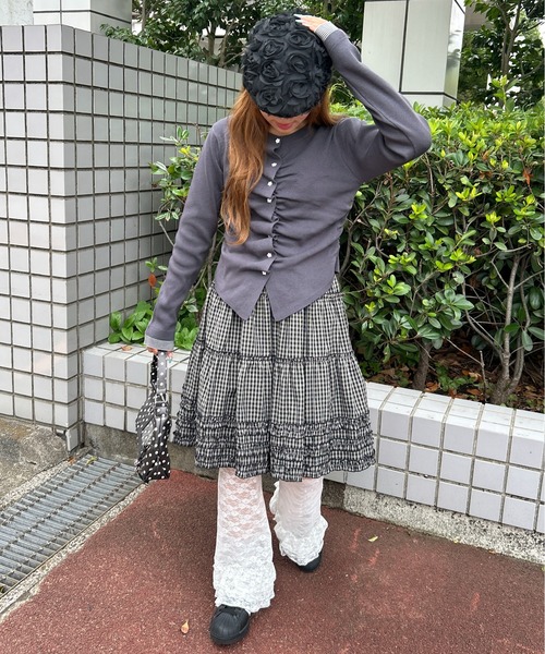 WC(ダブル シー)の「チェックフリルミドルスカート(スカート・レディース・ブラック/ブラウン・FREE)」の9枚目の写真