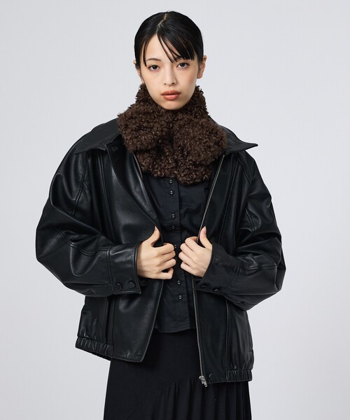 Casselini(キャセリーニ)の「【Casselini/キャセリーニ】ミニリボンティペット/マフラー/リボン(マフラー・レディース・ライトグレー/ダークブラウン/ピンク/アイボリー・フリー)」の5枚目の写真