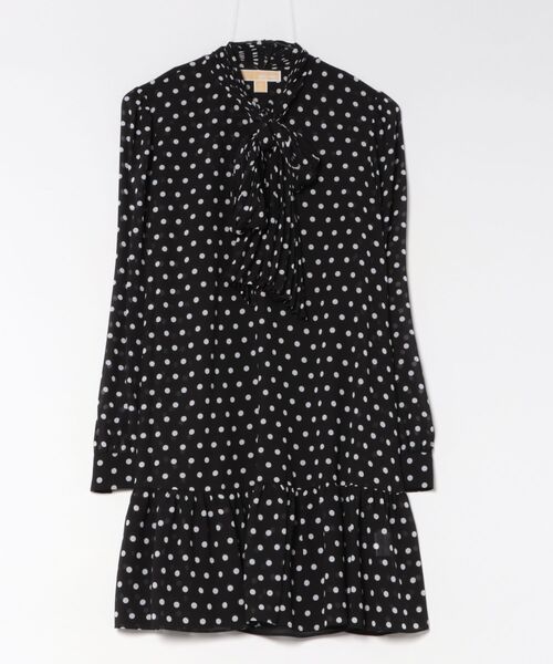 MICHAEL KORS(マイケルコース)の「ポルカドット プリント ジョーゼット タイネック ドレス(ワンピース・レディース・ブラック系その他・XXS/XS/S)」の1枚目の写真