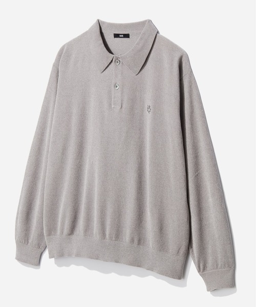 HARE(ハレ)の「HAREロゴベルベットモールニットポロ(HARE)(ポロシャツ・メンズ・グレー/ブラック/ブラウン/パープル/レッド・MEDIUM/SMALL)」の3枚目の写真