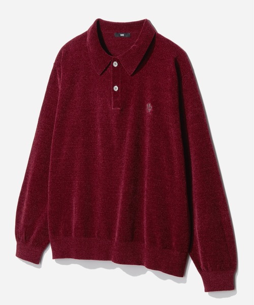 HARE(ハレ)の「HAREロゴベルベットモールニットポロ(HARE)(ポロシャツ・メンズ・グレー/ブラック/ブラウン/パープル/レッド・MEDIUM/SMALL)」の5枚目の写真