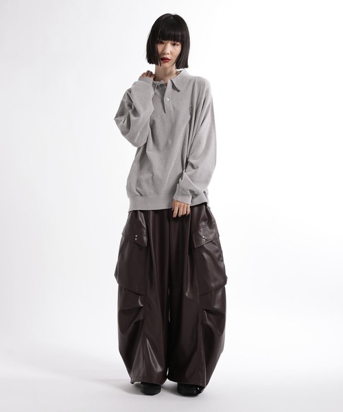 HARE(ハレ)の「HAREロゴベルベットモールニットポロ(HARE)(ポロシャツ・メンズ・グレー/ブラック/ブラウン/パープル/レッド・MEDIUM/SMALL)」の10枚目の写真