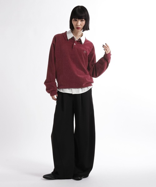 HARE(ハレ)の「HAREロゴベルベットモールニットポロ(HARE)(ポロシャツ・メンズ・グレー/ブラック/ブラウン/パープル/レッド・MEDIUM/SMALL)」の11枚目の写真