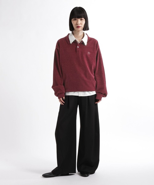 HARE(ハレ)の「HAREロゴベルベットモールニットポロ(HARE)(ポロシャツ・メンズ・グレー/ブラック/ブラウン/パープル/レッド・MEDIUM/SMALL)」の12枚目の写真