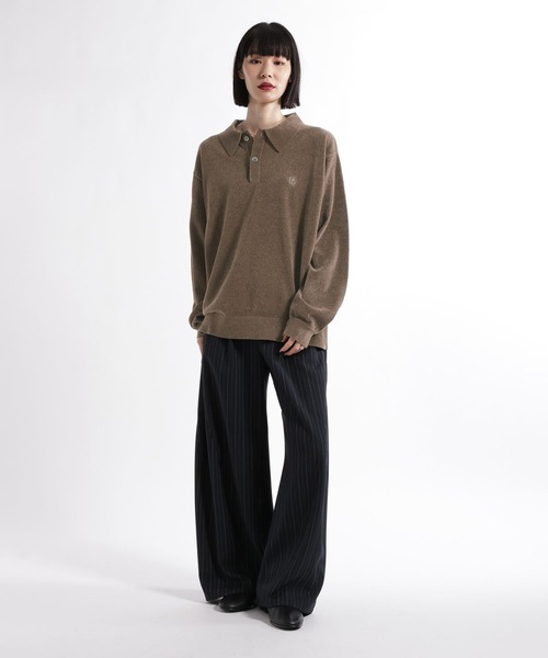 HARE(ハレ)の「HAREロゴベルベットモールニットポロ(HARE)(ポロシャツ・メンズ・グレー/ブラック/ブラウン/パープル/レッド・MEDIUM/SMALL)」の13枚目の写真