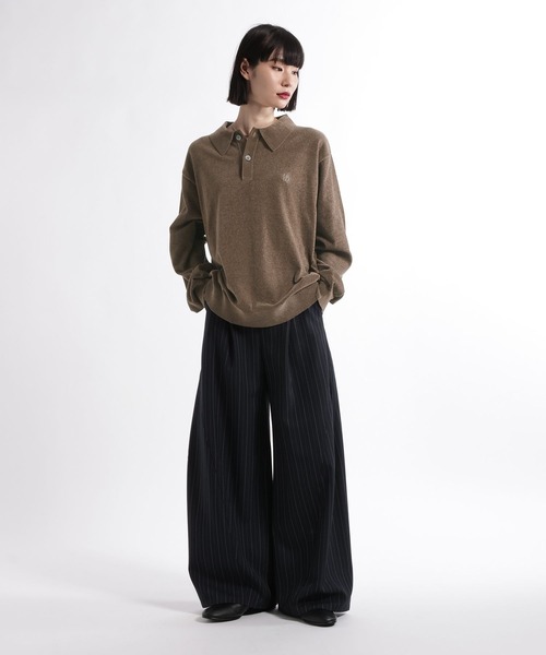 HARE(ハレ)の「HAREロゴベルベットモールニットポロ(HARE)(ポロシャツ・メンズ・グレー/ブラック/ブラウン/パープル/レッド・MEDIUM/SMALL)」の14枚目の写真