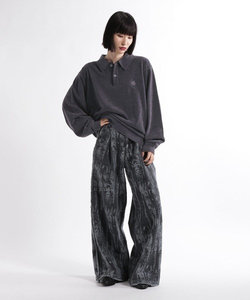 HARE(ハレ)の「HAREロゴベルベットモールニットポロ(HARE)(ポロシャツ・メンズ・グレー/ブラック/ブラウン/パープル/レッド・MEDIUM/SMALL)」の15枚目の写真