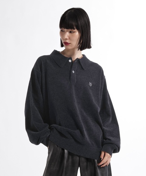 HARE(ハレ)の「HAREロゴベルベットモールニットポロ(HARE)(ポロシャツ・メンズ・グレー/ブラック/ブラウン/パープル/レッド・MEDIUM/SMALL)」の18枚目の写真