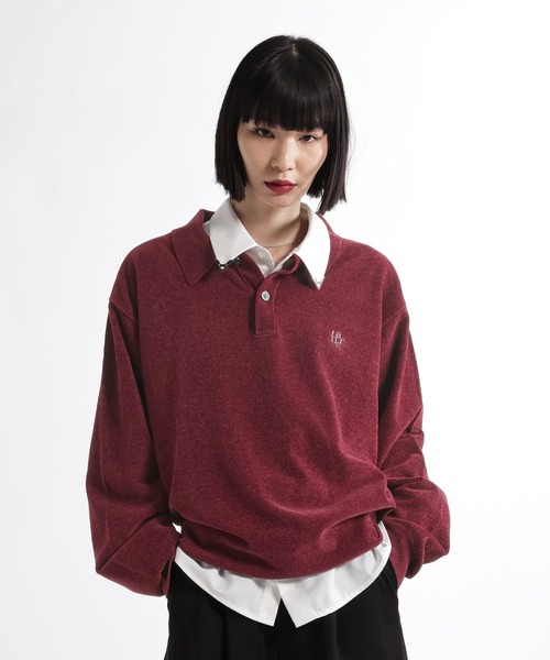 HARE(ハレ)の「HAREロゴベルベットモールニットポロ(HARE)(ポロシャツ・メンズ・グレー/ブラック/ブラウン/パープル/レッド・MEDIUM/SMALL)」の22枚目の写真