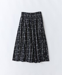 フロッキープリントチェックスカート