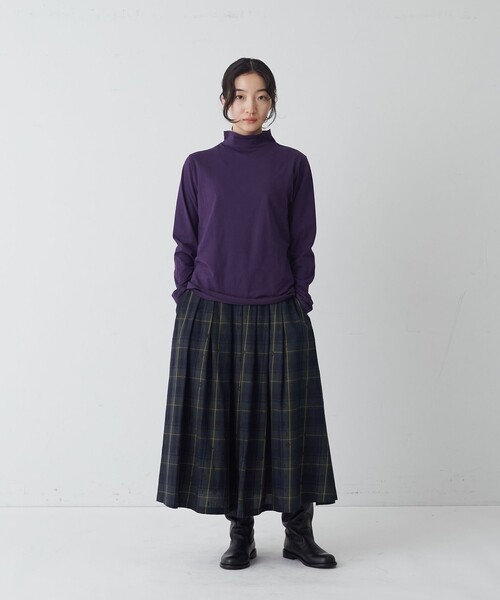 conges payes ADIEU TRISTESSE(コンジェ ペイエ アデュートリステス)の「フロッキープリントチェックスカート(スカート・レディース・グリーン系その他/ブラック系その他・38)」の4枚目の写真