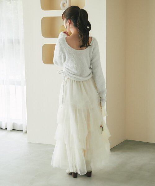 La boutique BonBon(ラブティックボンボン)の「ヘアリーラメシャギーニット(ニット/セーター・レディース・ブラウン/グレイッシュベージュ/ホワイト・FREE)」の12枚目の写真