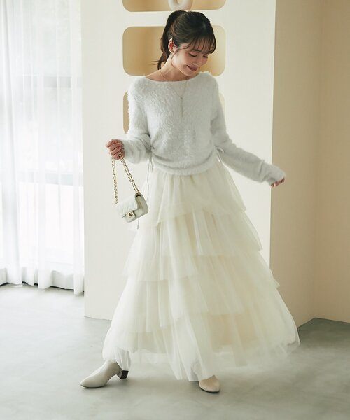 La boutique BonBon(ラブティックボンボン)の「ヘアリーラメシャギーニット(ニット/セーター・レディース・ブラウン/グレイッシュベージュ/ホワイト・FREE)」の13枚目の写真
