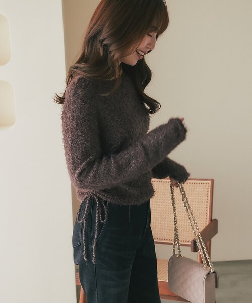 La boutique BonBon(ラブティックボンボン)の「ヘアリーラメシャギーニット(ニット/セーター・レディース・ブラウン/グレイッシュベージュ/ホワイト・FREE)」の22枚目の写真