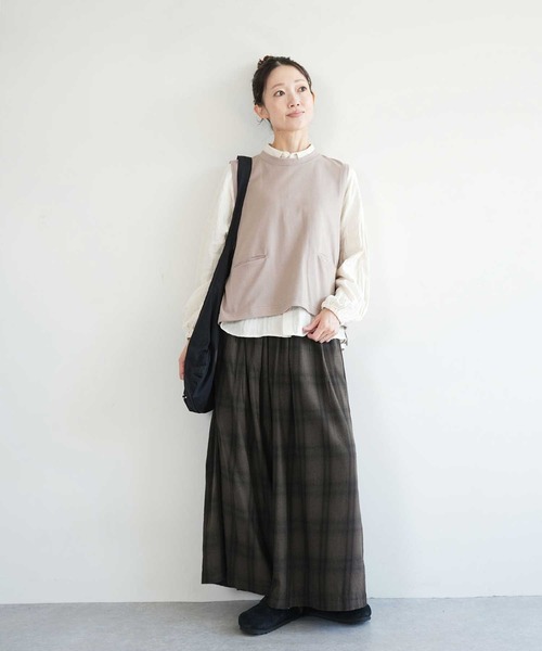 SOLAMONAT LARME（ソラモナラーム）の「ネルチェックキュロット（その他パンツ・レディース・ブラウン/グレー・38）」の18枚目の写真