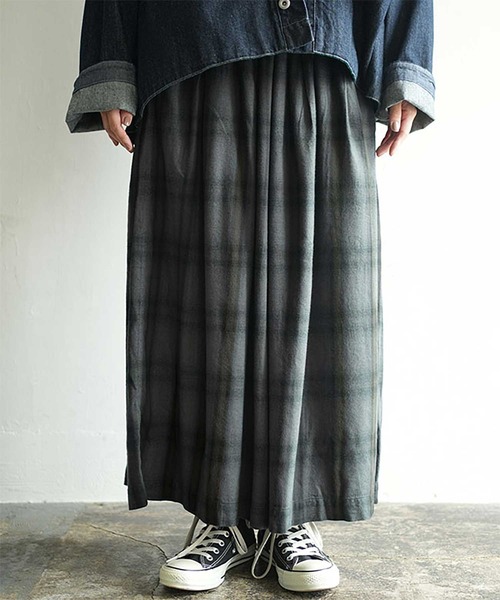 SOLAMONAT LARME（ソラモナラーム）の「ネルチェックキュロット（その他パンツ・レディース・ブラウン/グレー・38）」の3枚目の写真