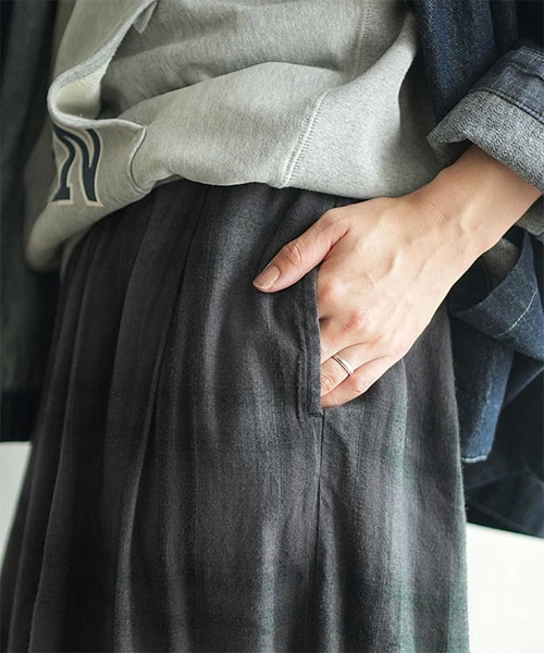 SOLAMONAT LARME（ソラモナラーム）の「ネルチェックキュロット（その他パンツ・レディース・ブラウン/グレー・38）」の6枚目の写真