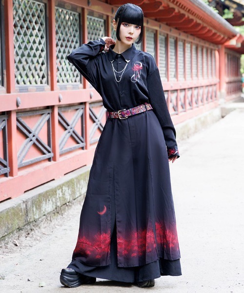 REZEN（リゼン）の「彼岸花×月レイヤードパンツ（その他パンツ・メンズ・ライトグレー/ローズ/レッドパープル/ブルーパープル・SMALL/MEDIUM/LARGE）」の4枚目の写真