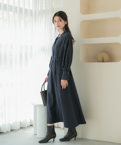 URBAN RESEARCH ROSSO WOMEN（アーバンリサーチ　ロッソ）の「ボリュームスリーブウエストマークワンピース（ワンピース・レディース・ネイビー/モカ/ライトベージュ・36/38）」の10枚目の写真