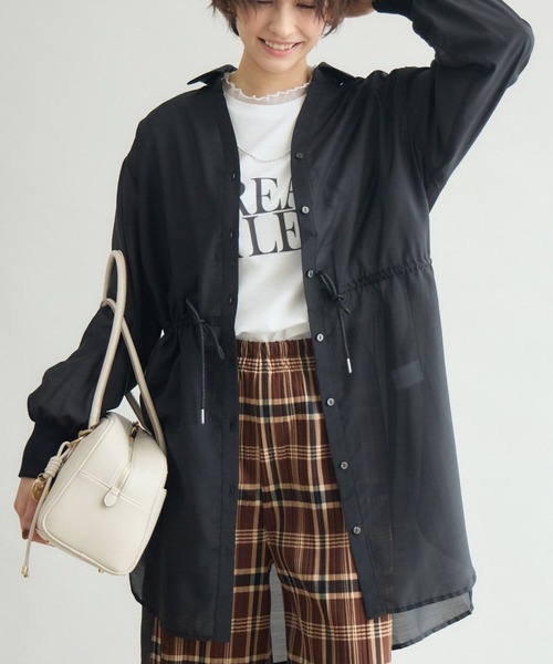 Pillini(ピリーニ)の「シアードロストロングシャツ(シャツ/ブラウス・レディース・ブラック/カーキ・FREE)」の1枚目の写真